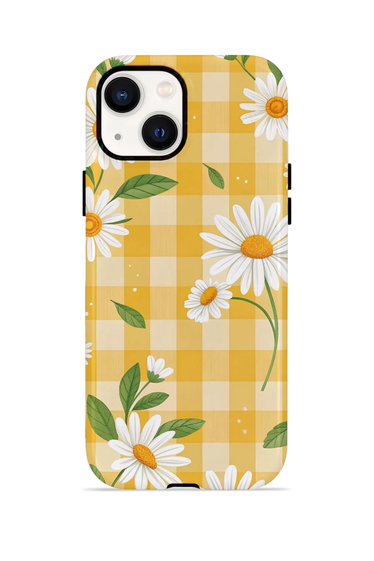 iPhone 15 Plus Vorian Çift Katmanlı MagSafe Kılıf Daisy Picnic Gingham