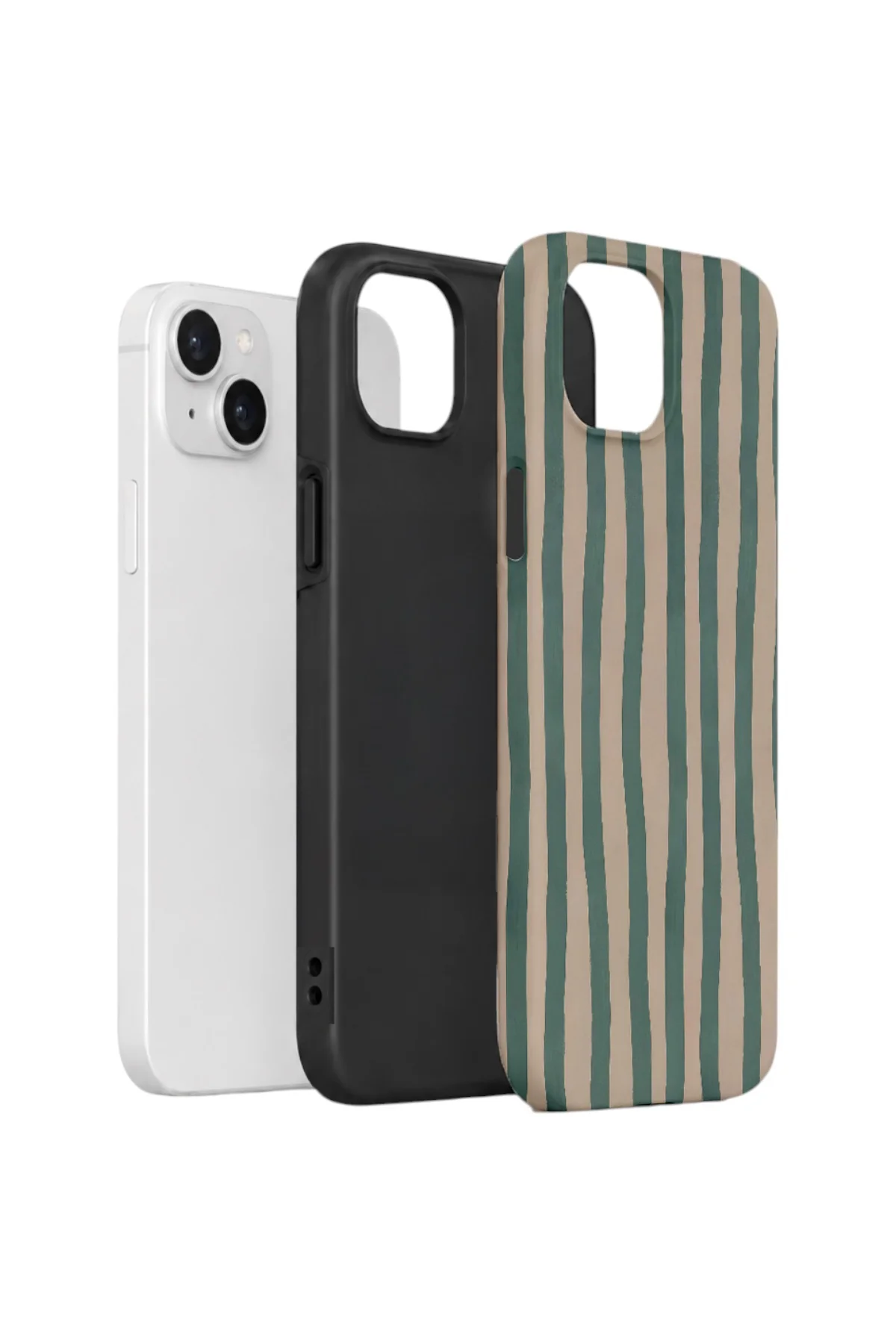 iPhone 15 Plus Vorian Çift Katmanlı Kılıf Sage Riviera Stripe