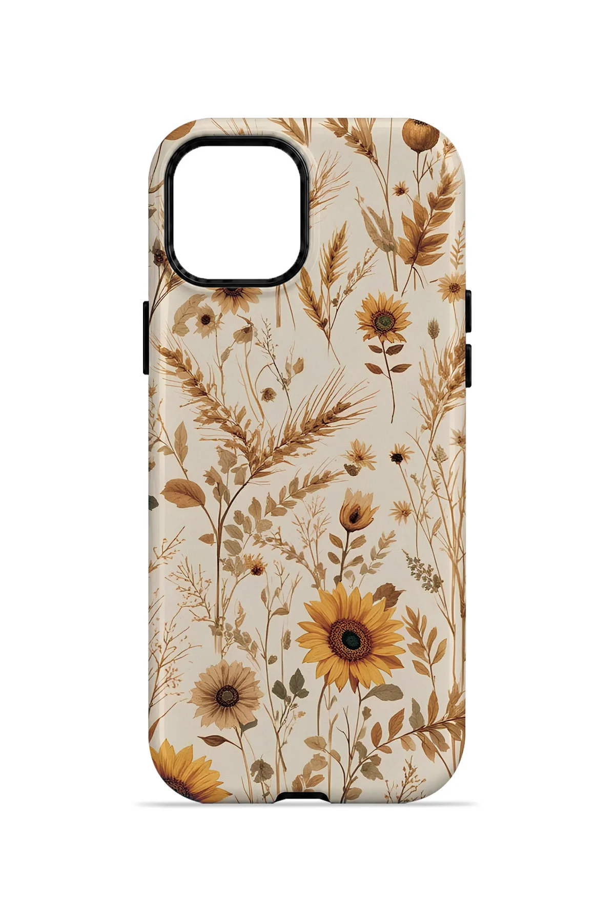 iPhone 15 Plus Vorian Çift Katmanlı Sepya Kır Çiçeği Kılıf - Görsel 4