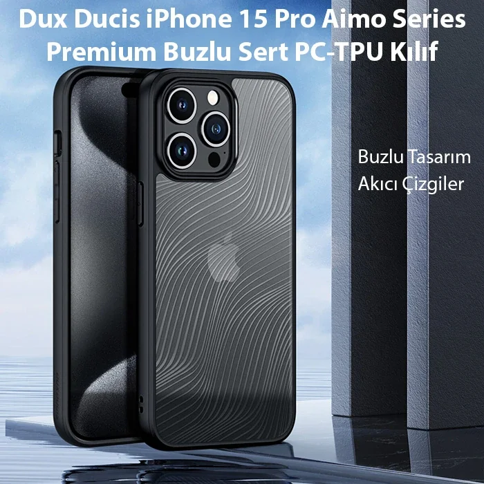 iPhone 15 Pro Aimo Serisi Buzlu Sert Kılıf - Darbeye Dayanıklı PC-TPU
