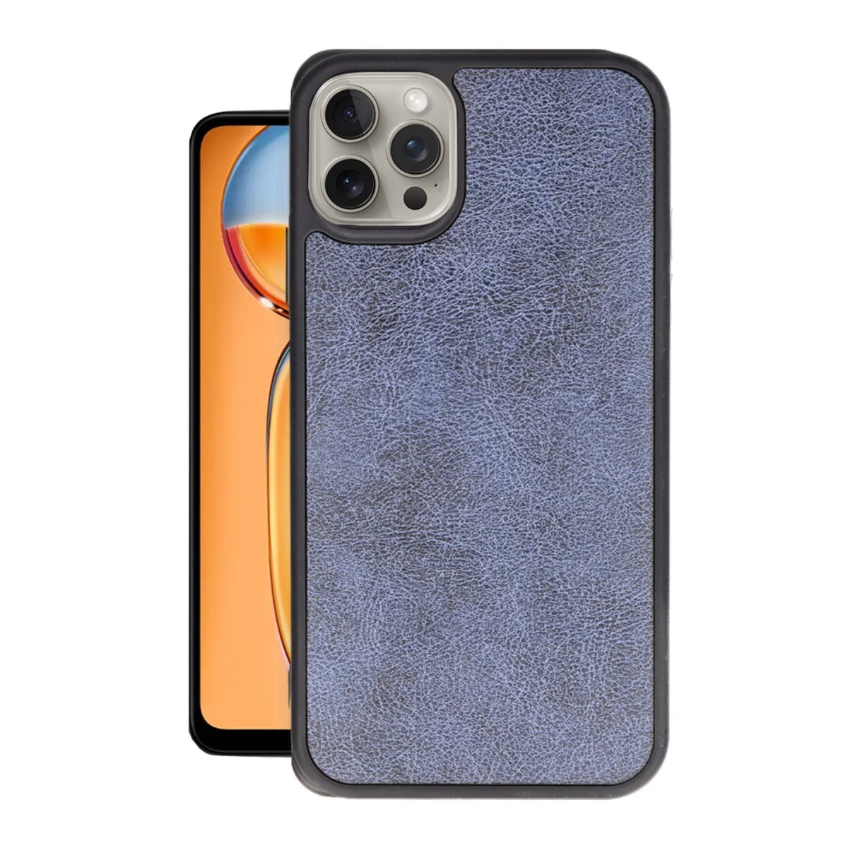 iPhone 15 Pro Aras Deri Kılıf - Lacivert Premium TPU Korumalı