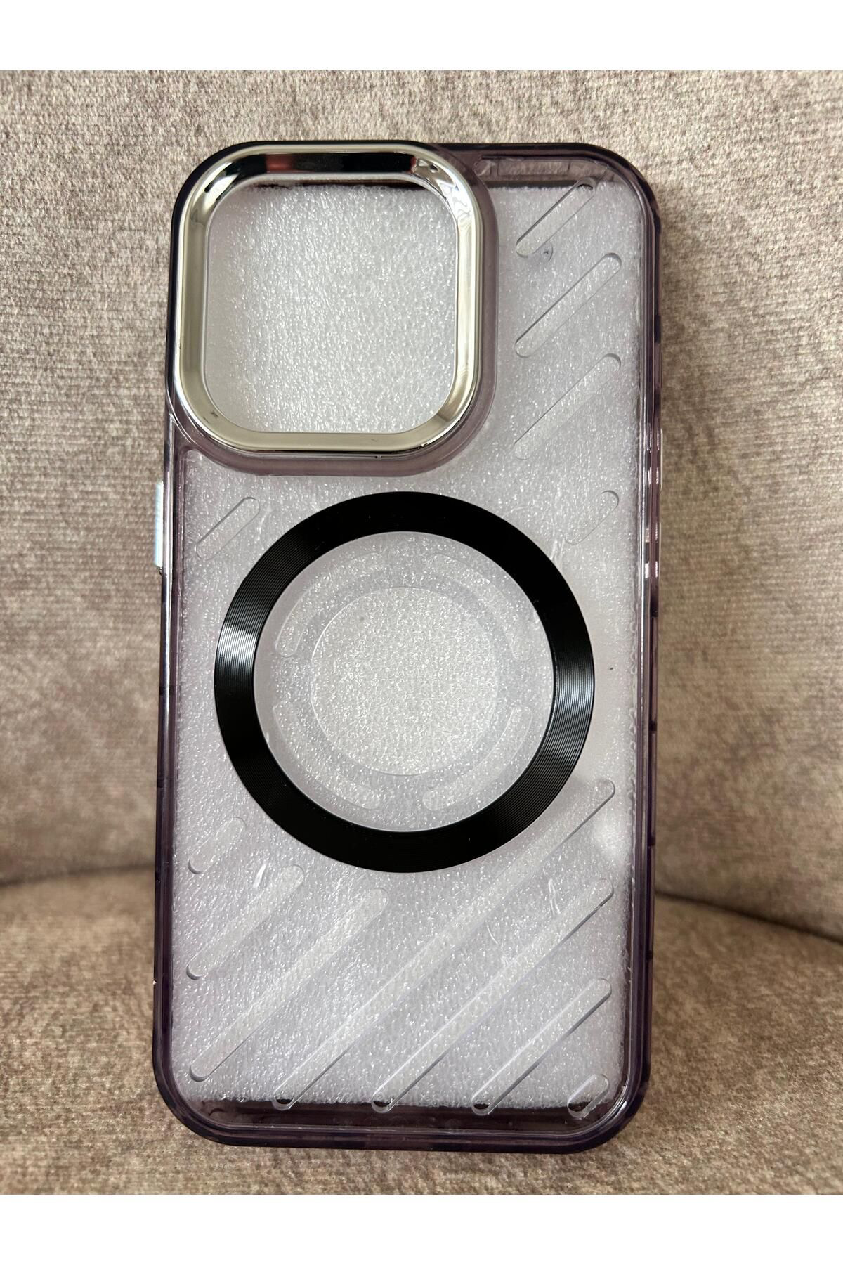 Etech İphone 15 Pro Bella Magsafe Koyu Şeffaf Kilif