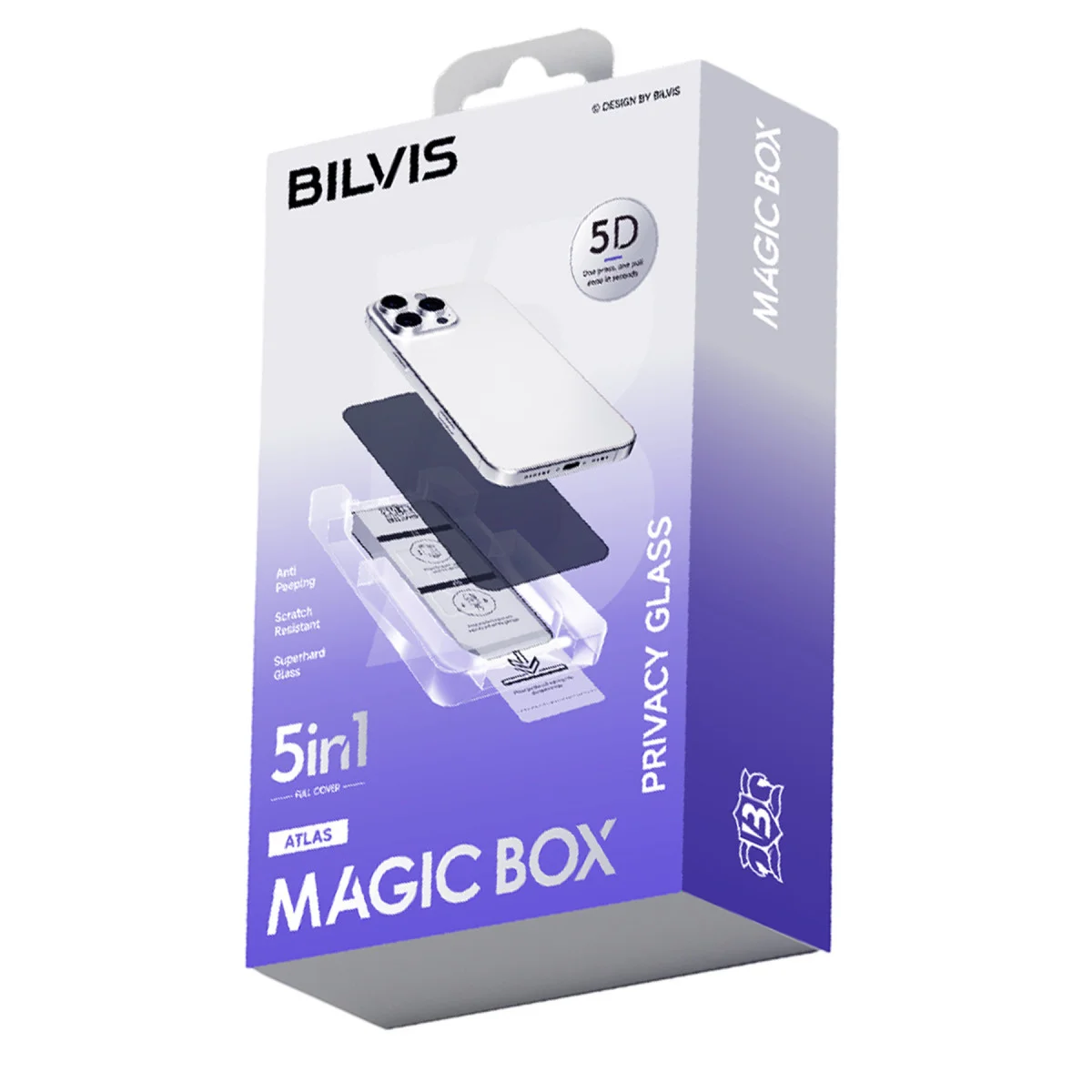 iPhone 15 Pro Bilvis 5in1 5D Magic Hayalet Cam Ekran Koruyucu - Siyah