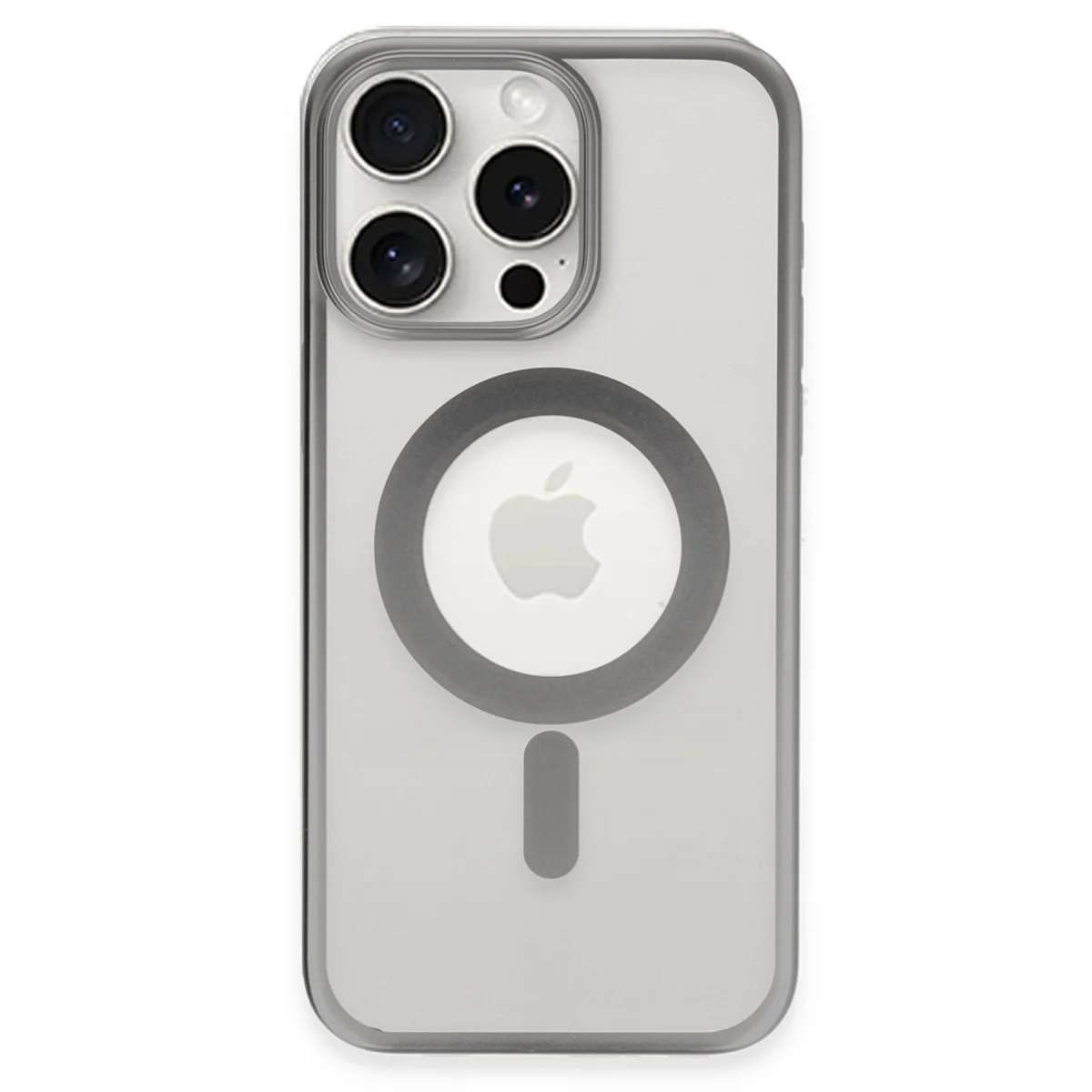 iPhone 15 Pro Erozi Magsafe Kapak - Gümüş, Su Geçirmez ve Metal Butonlu Kılıf