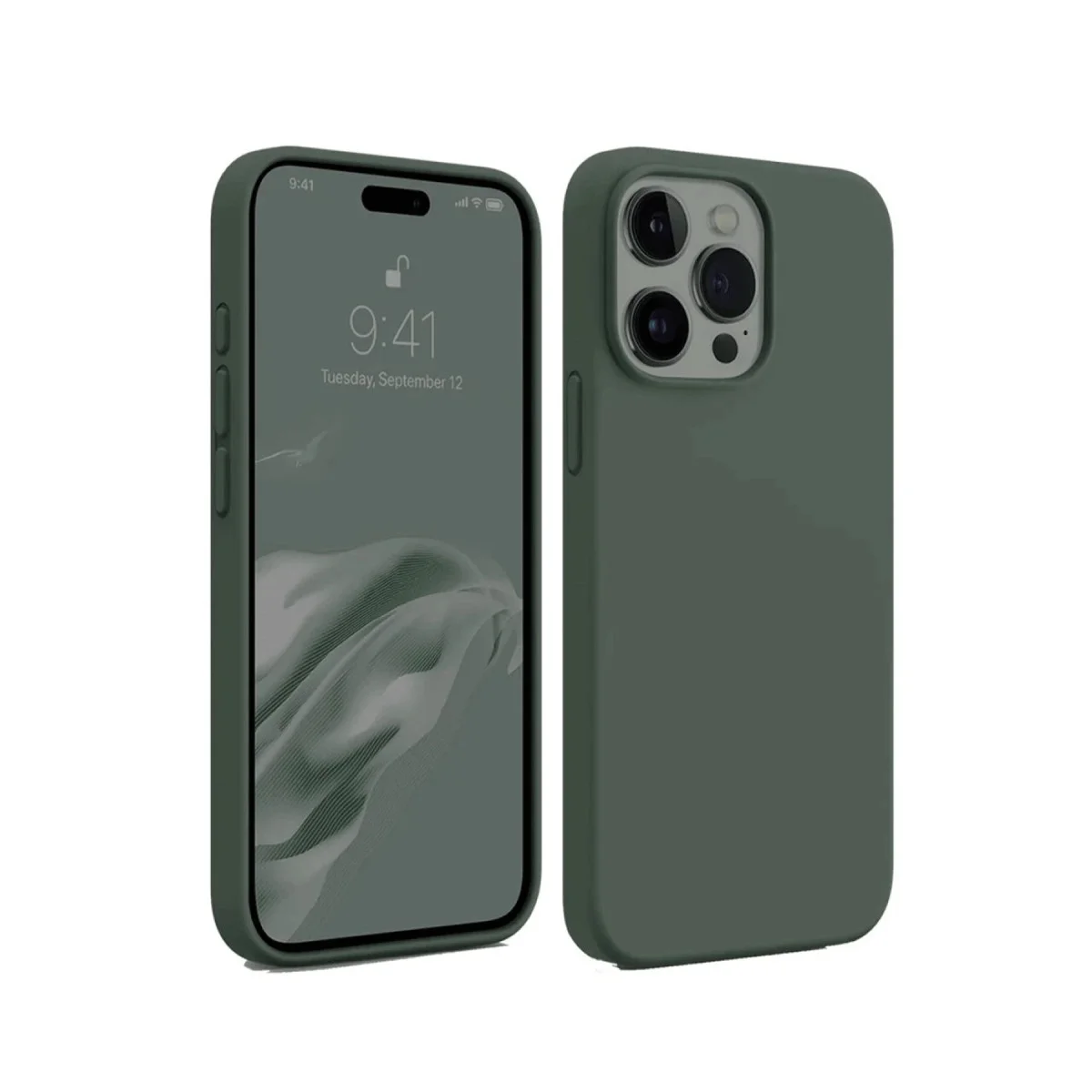 iPhone 15 Pro First Serisi Silikon Kılıf - Koyu Yeşil, Ultra İnce ve Darbe Emici Koruma