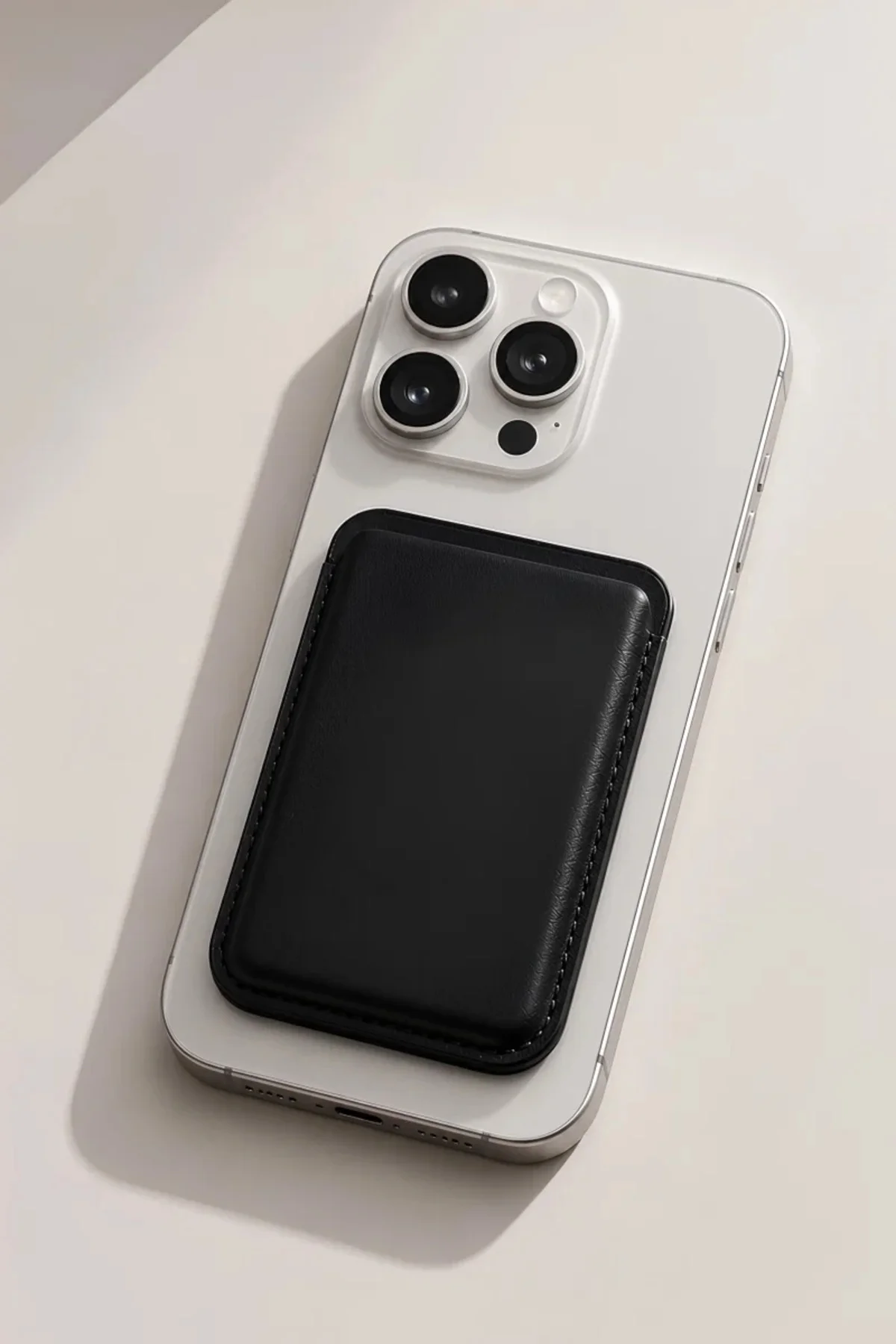 iPhone 15 Pro Heritage Hakiki Deri Cüzdan Magsafe Noir Siyah