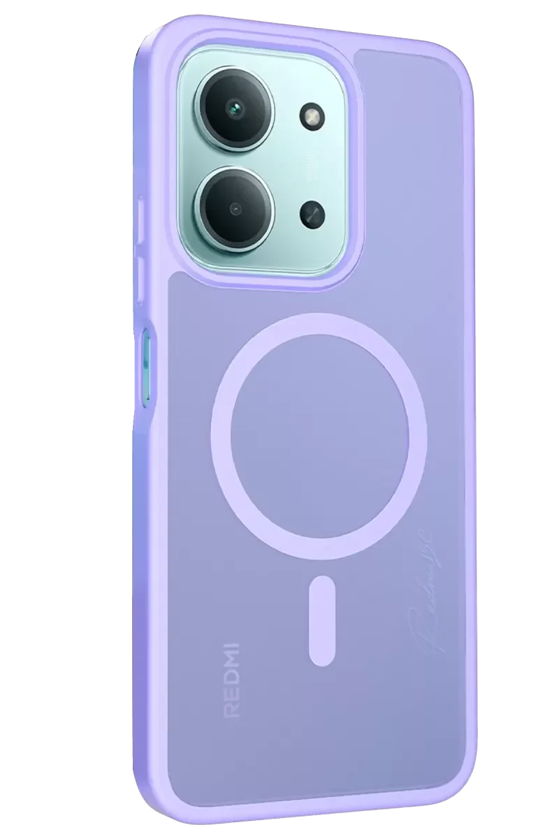 iPhone 15 Pro ile Uyumlu MagSafe Kılıf - 15C 4G Lila Premium Silikon Çift Katmanlı Koruma