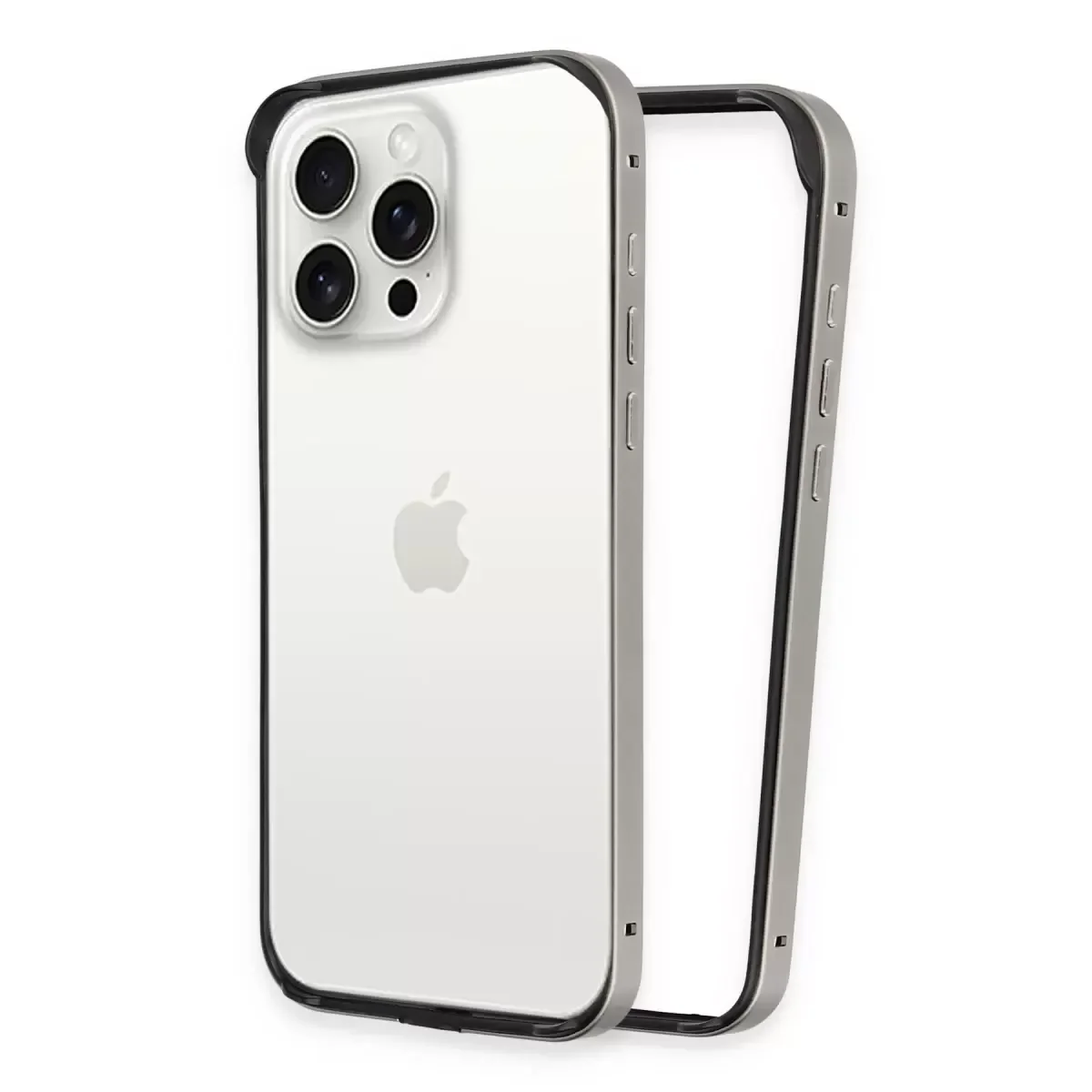iPhone 15 Pro ile Uyumlu Land Bumper Koruma Kapak - Titan Gri
