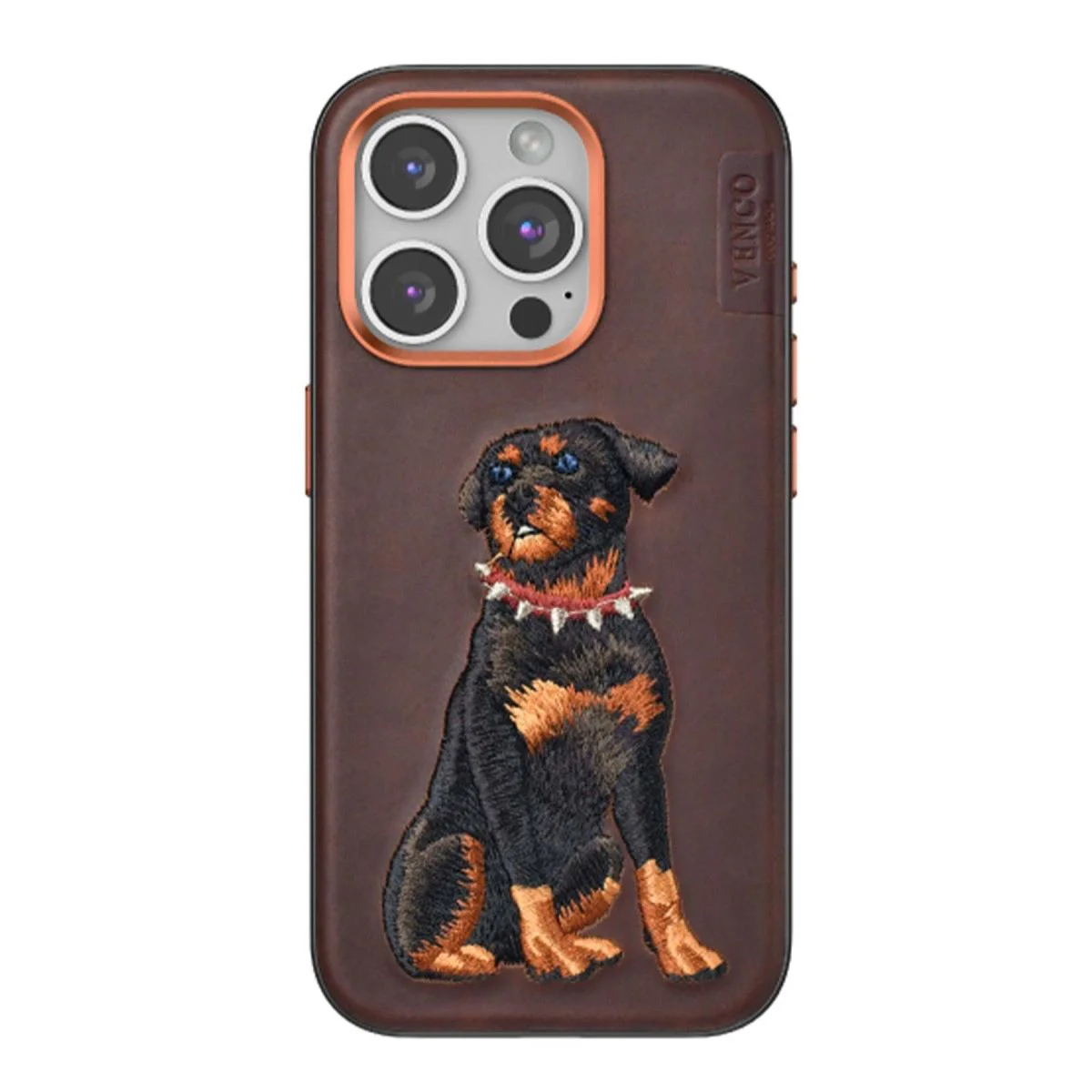 iPhone 15 Pro ile Uyumlu Deri Görünümlü Kapak - Perma Köpek Desenli Koyu Kahve Fiyatı, Yorumları ve Özellikleri