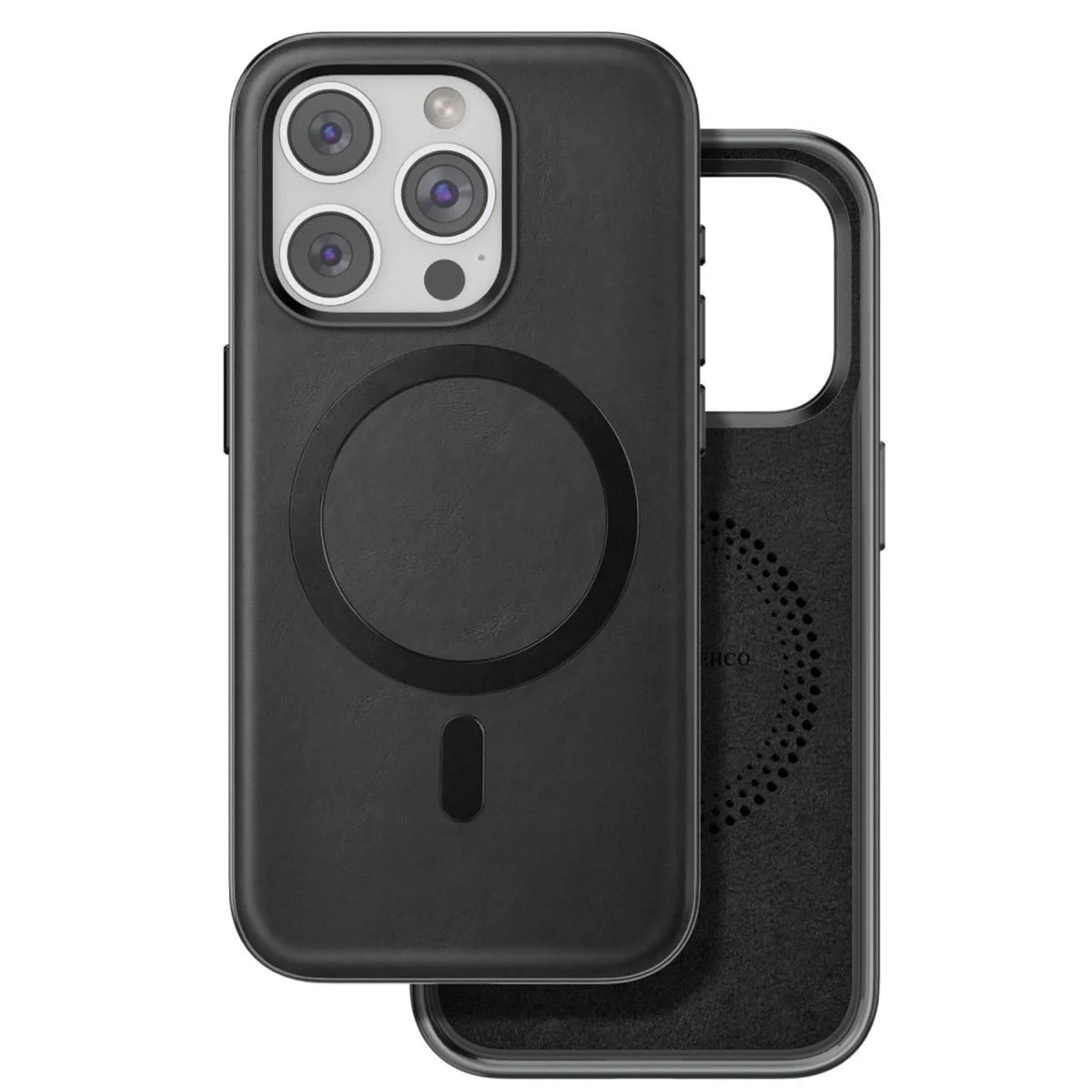 iPhone 15 Pro ile Uyumlu Puskas MagSafe Kapak - Siyah Suni Deri iPhone 15 Pro ile Uyumlu Puskas MagSafe Kapak - Siyah Suni Deri