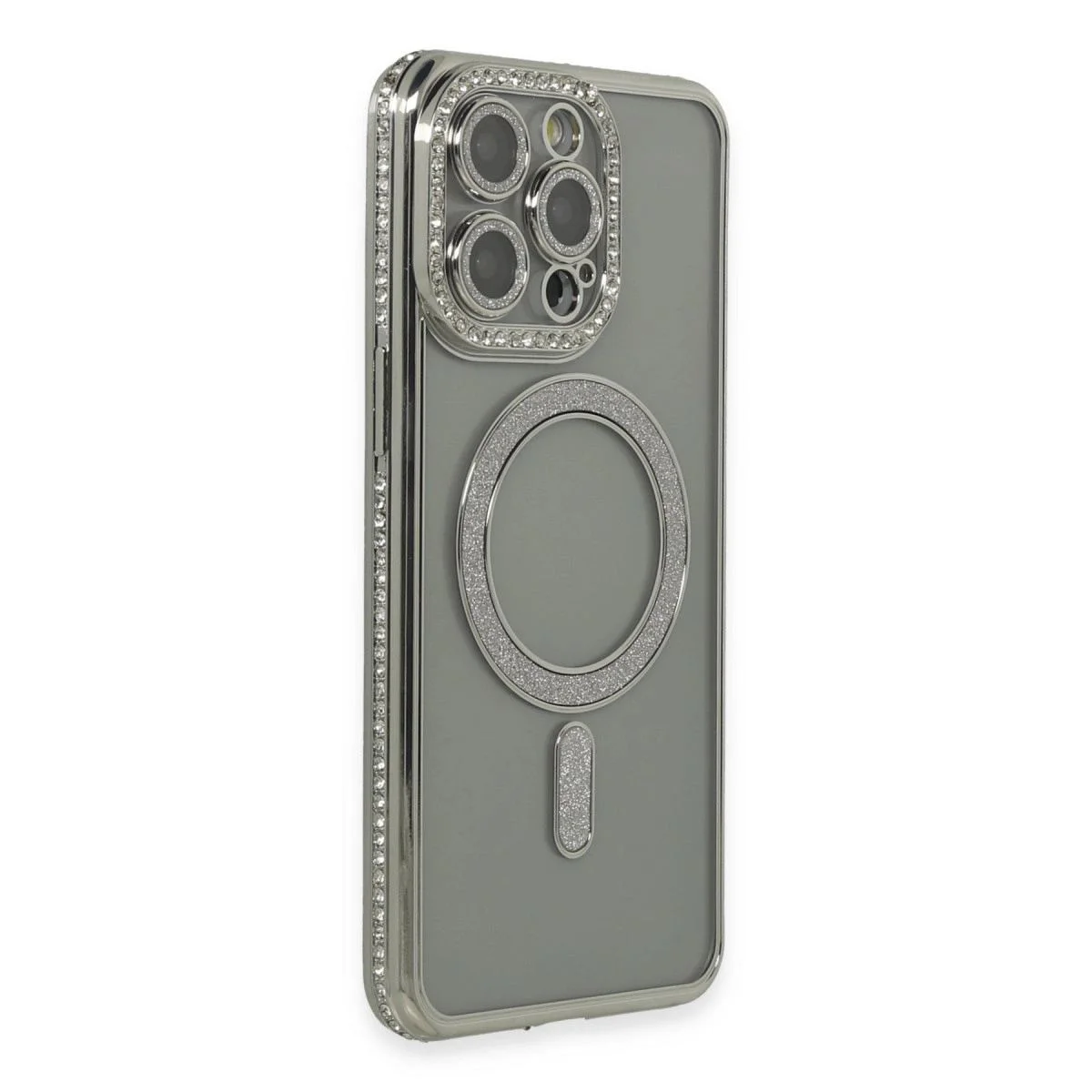 iPhone 15 Pro ile Uyumlu Simli Magneticsafe Kılıf - Gri | Kablosuz Şarj iPhone 15 Pro ile Uyumlu Simli Magneticsafe Kılıf - Gri | Kablosuz Şarj