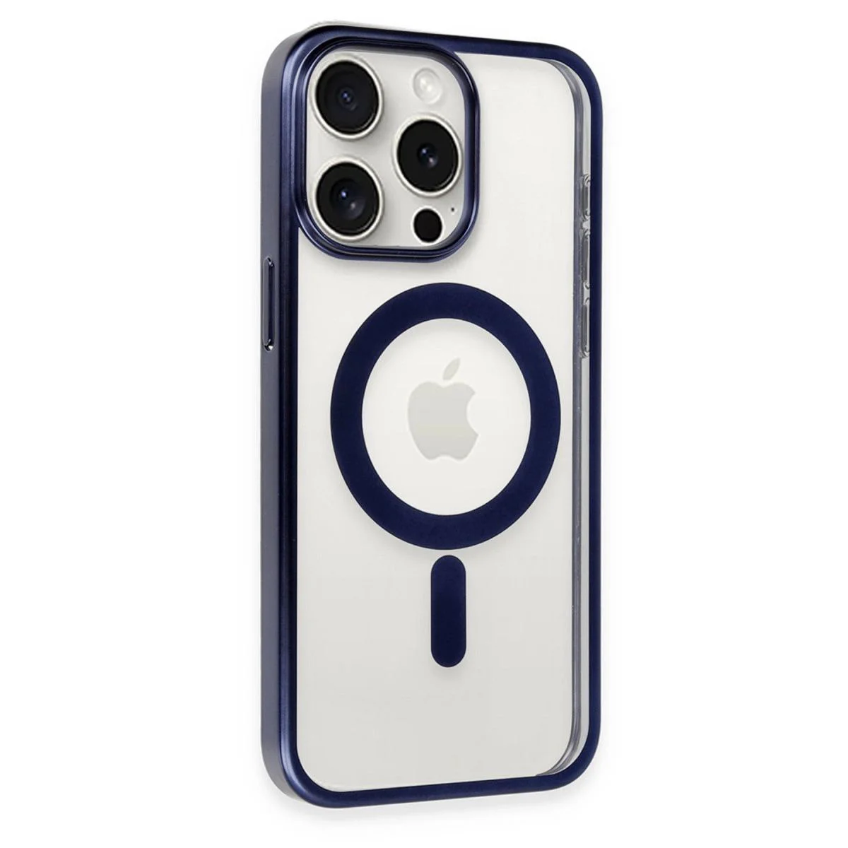 iPhone 15 Pro ile Uyumlu Erozi MagSafe Kılıf - Lacivert, Mat Yüzey, Metal Kamera Çerçeveli iPhone 15 Pro ile Uyumlu Erozi MagSafe Kılıf - Lacivert, Mat Yüzey, Metal Kamera Çerçeveli
