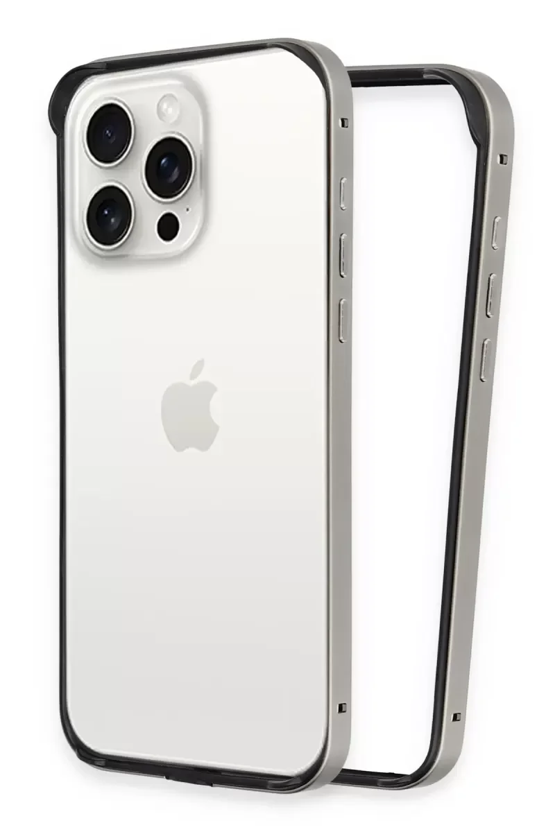 iPhone 15 Pro ile Uyumlu Land Bumper Koruma Kapak - Titan Gri