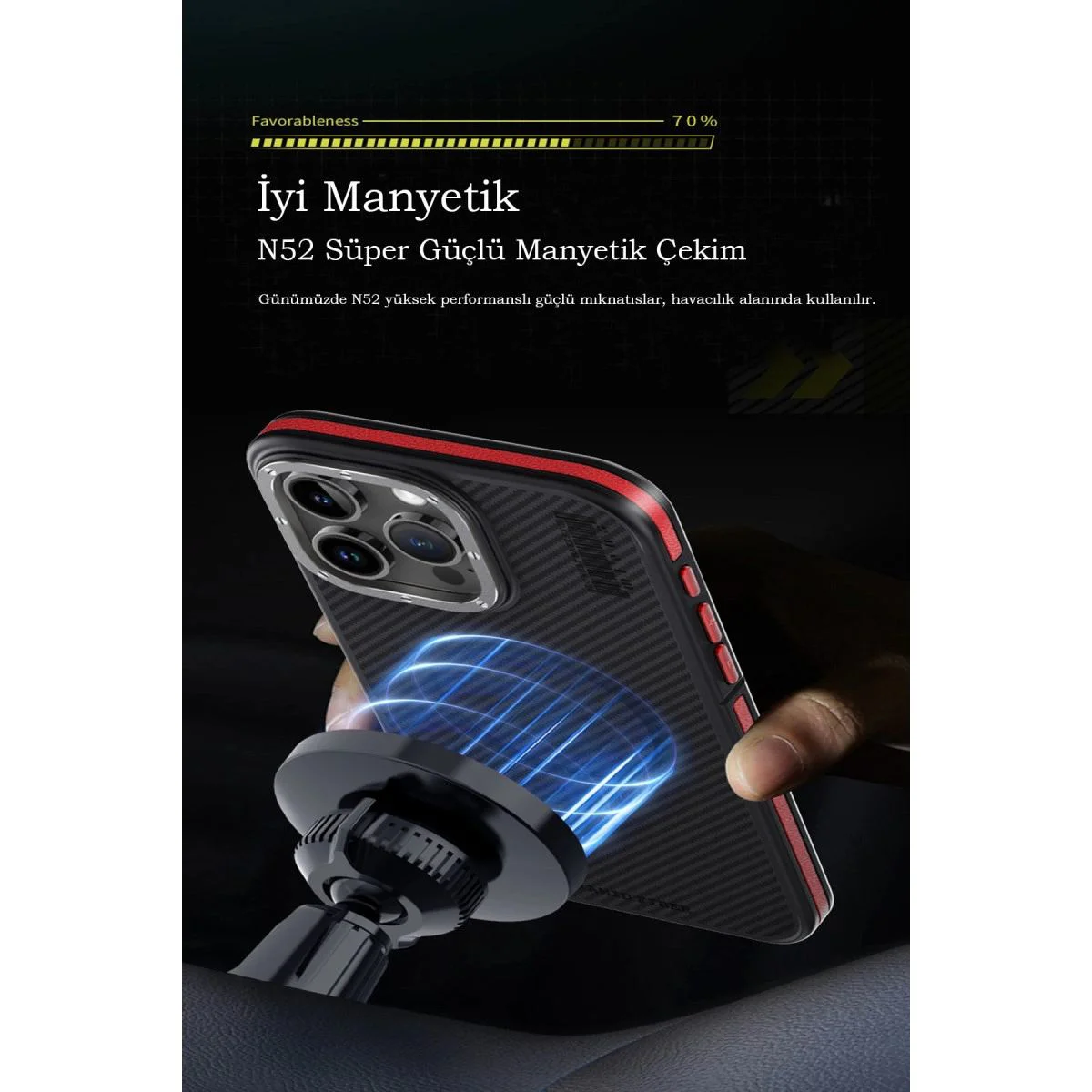 iPhone 15 Pro ile Uyumlu Aramid 600D Kevlar Karbon Fiber MagSafe Kılıf - Kırmızı Fiyatı, Yorumları ve Özellikleri
