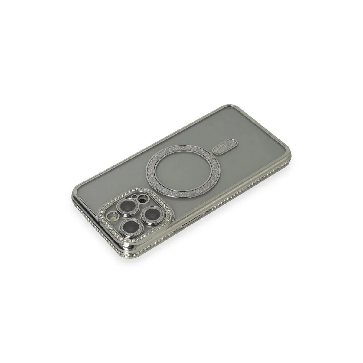 iPhone 15 Pro ile Uyumlu Simli Magneticsafe Kılıf - Gri | Kablosuz Şarj iPhone 15 Pro ile Uyumlu Simli Magneticsafe Kılıf - Gri | Kablosuz Şarj