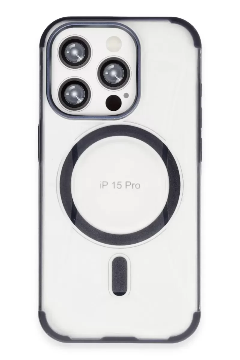 iPhone 15 Pro ile Uyumlu Magsafe Kılıf - Lacivert Manyetik Kapak