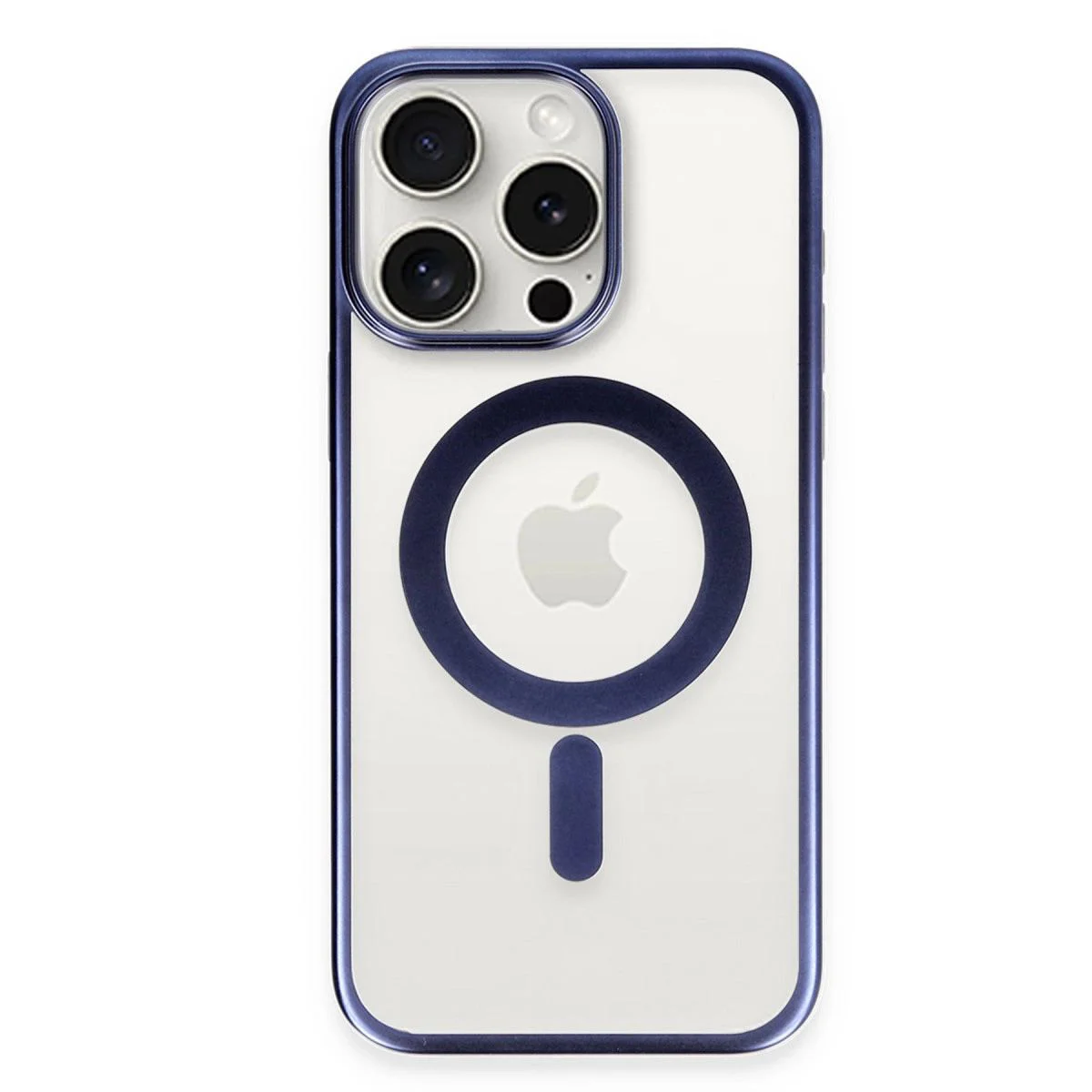 iPhone 15 Pro ile Uyumlu Erozi MagSafe Kılıf - Lacivert, Mat Yüzey, Metal Kamera Çerçeveli iPhone 15 Pro ile Uyumlu Erozi MagSafe Kılıf - Lacivert, Mat Yüzey, Metal Kamera Çerçeveli
