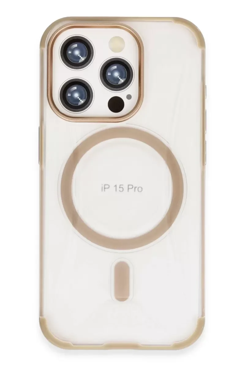 iPhone 15 Pro ile Uyumlu Hilton MagSafe Kılıf - Gold, Darbe Dayanıklı Şık Koruma