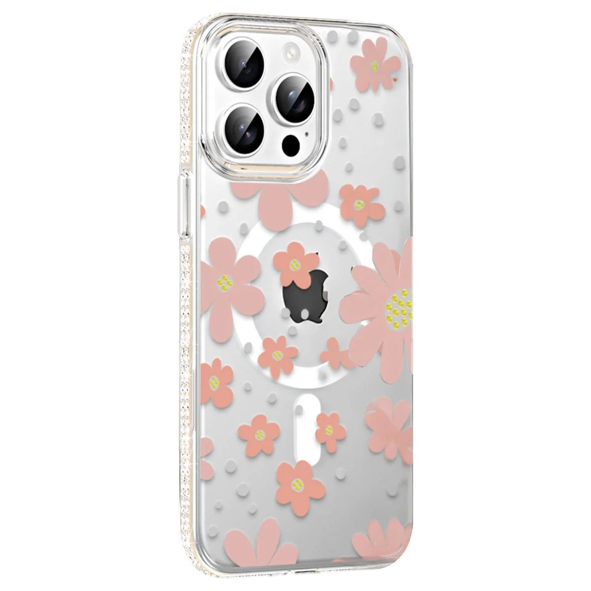 iPhone 15 Pro ile Uyumlu Floral Şeffaf Kılıf - Pembe MagSafe Darbe Korumalı Fiyatı, Yorumları ve Özellikleri