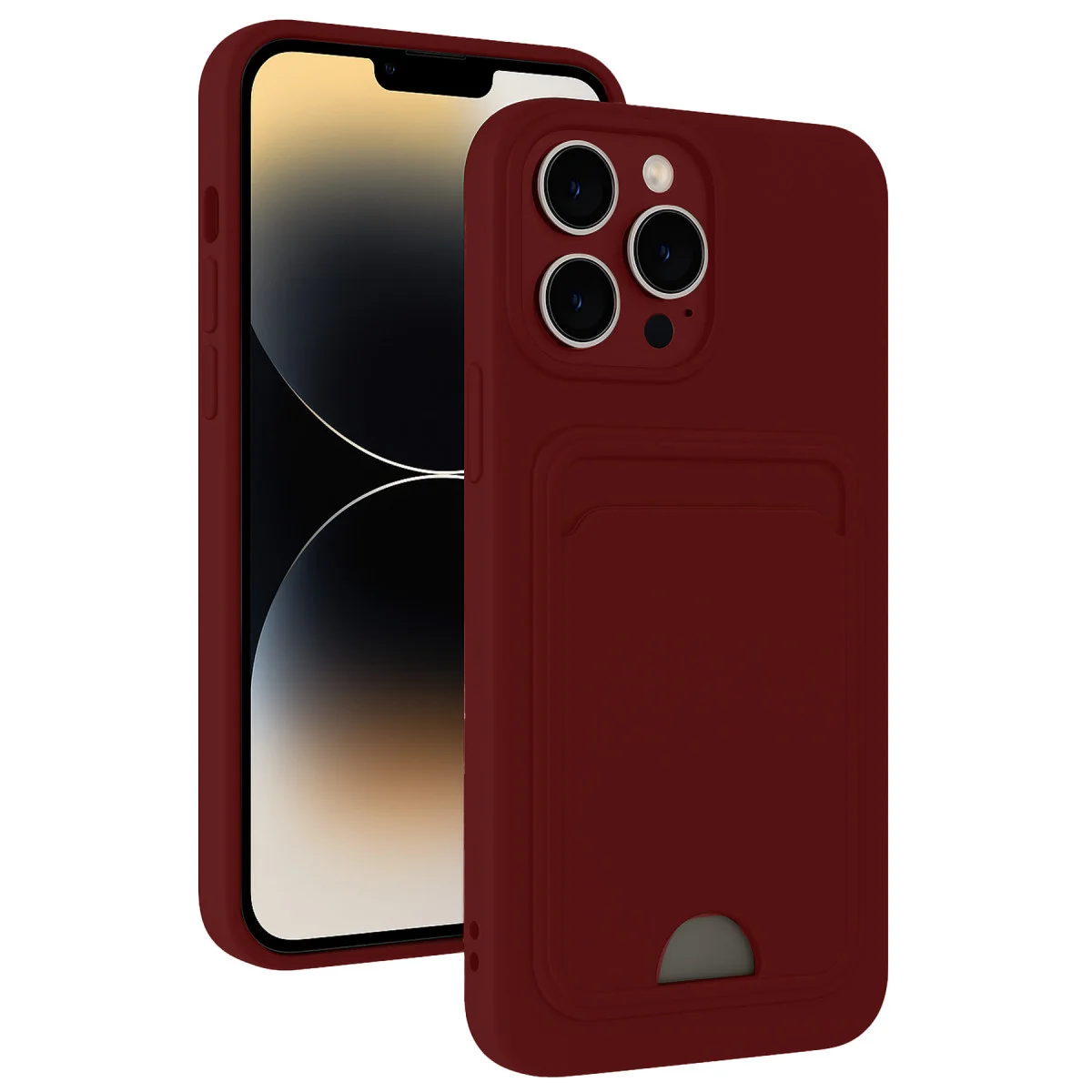 iPhone 15 Pro Kelvin Kartvizitli Silikon Kılıf - Bordo Premium Koruma ve Fonksiyonel Tasarım