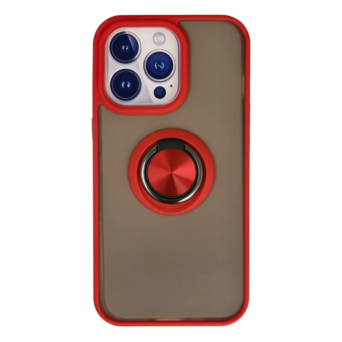 iPhone 15 Pro Kılıf - Montreal Yüzüklü Kırmızı Silikon Kapak