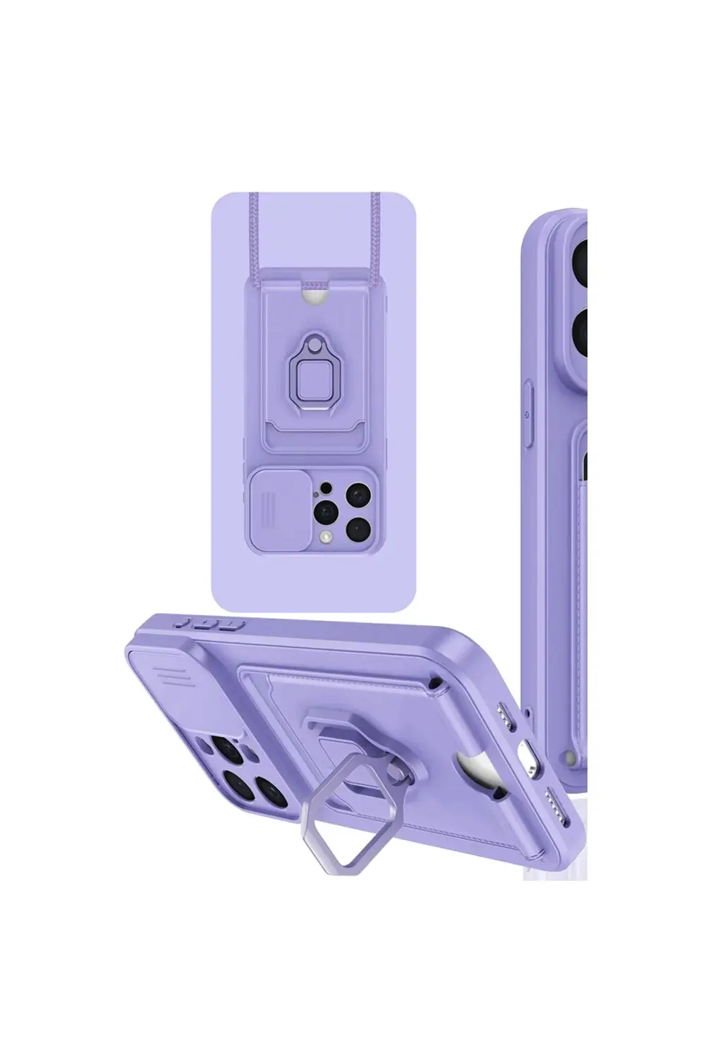 İphone 15 Pro Kılıf Zuma Kartvizitli Yüzüklü Silikon - Lila İphone 15 Pro Kılıf Zuma Kartvizitli Yüzüklü Silikon - Lila
