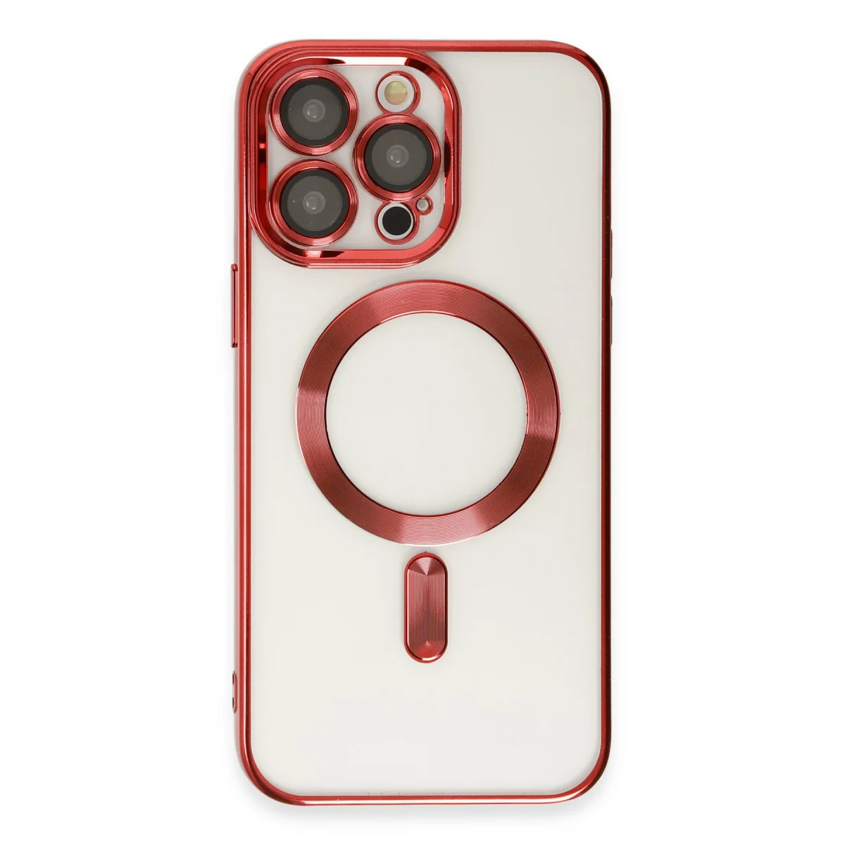 iPhone 15 Pro Kross Magneticsafe Kılıf - Kırmızı Silikon & Kamera Korumalı