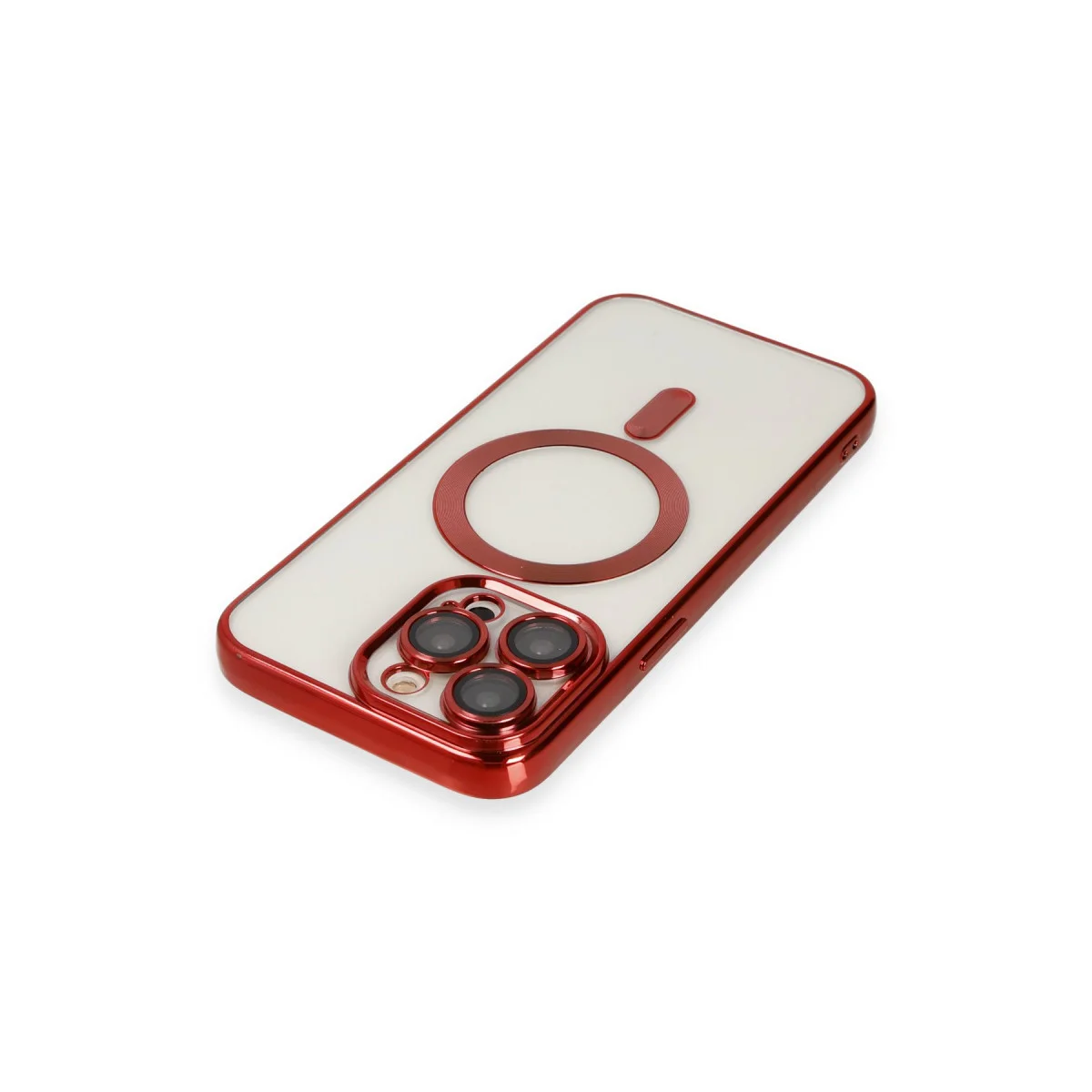 iPhone 15 Pro Kross Magneticsafe Kılıf - Kırmızı Silikon & Kamera Korumalı