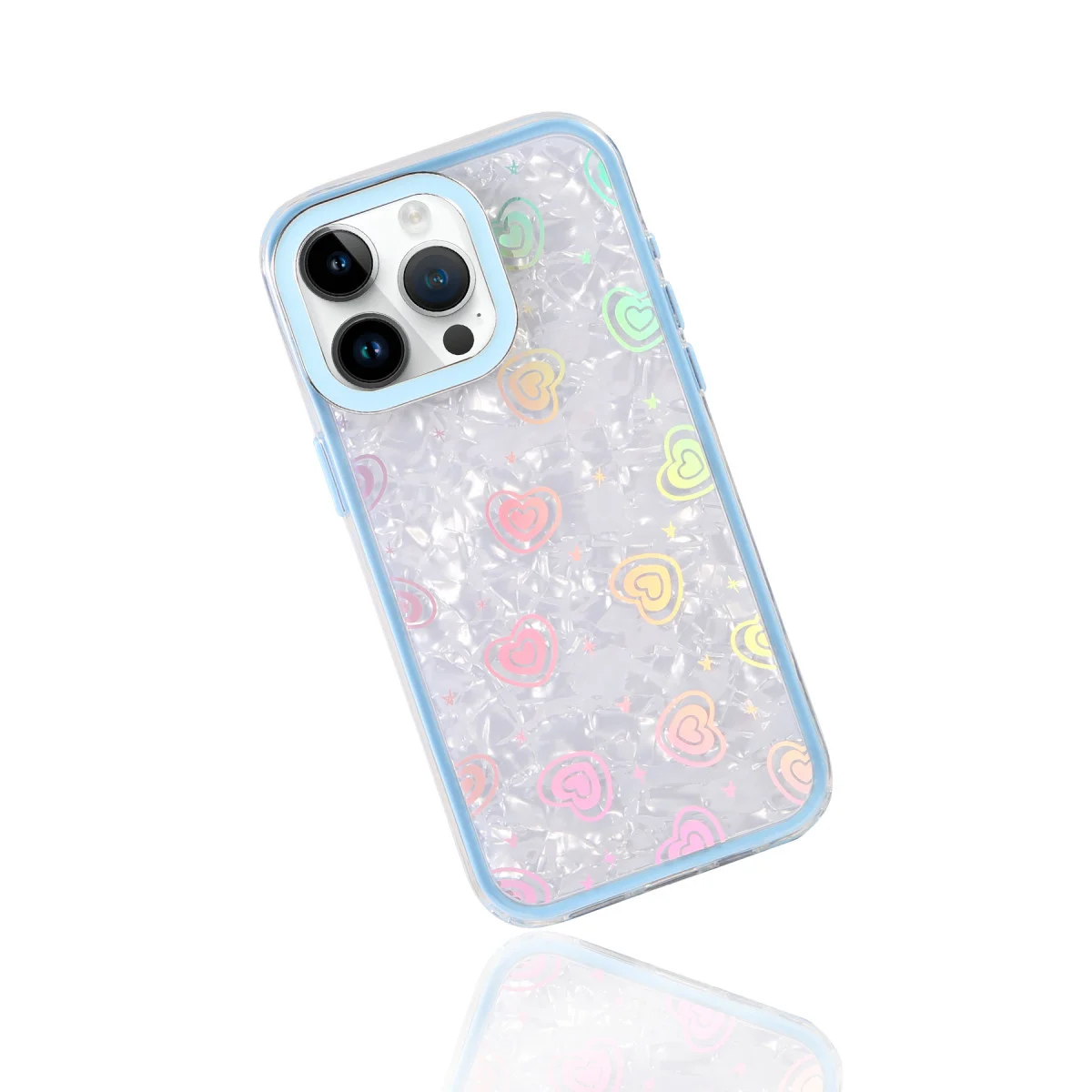 iPhone 15 Pro Lumi Desenli Kapak - Mavi Kristal Şeffaf Koruma