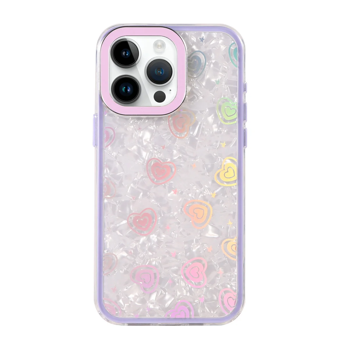 iPhone 15 Pro Lumi Desenli Kapak - Mor - Kristal Şeffaf Tasarım ile Mükemmel Koruma