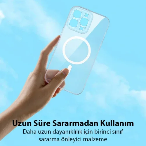 iPhone 15 Pro Magsafe Kılıf & Cam Set - Manyetik Şarj Uyumlu Darbe Önleyici Silikon Kılıf