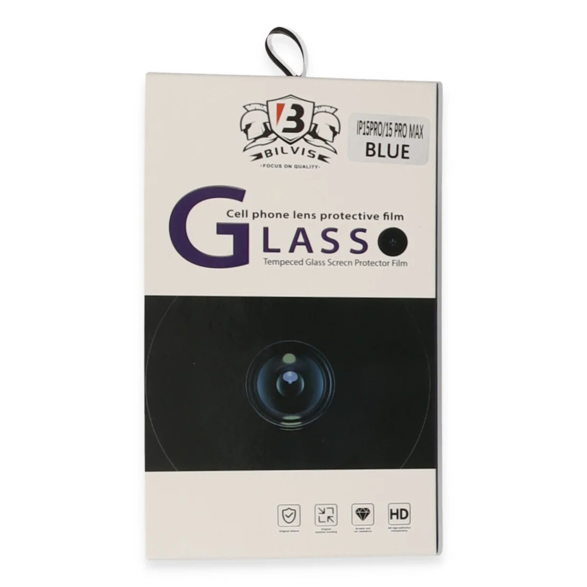 iPhone 15 Pro Max Bilvis Titan Kamera Lensi - Ultra HD Kamera Koruyucu, Patlama Dayanıklı ve 9H Sertlikli Lacivert