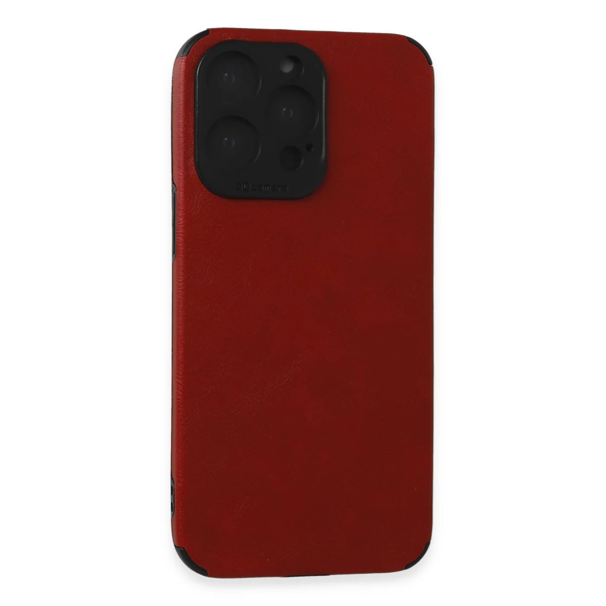 iPhone 15 Pro Max Deri Silikon Kılıf - Kırmızı