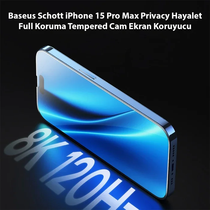 iPhone 15 Pro Max Gizlilik Camı – 9H Privacy Tempered Glass Ekran Koruyucu