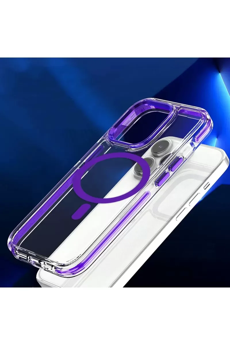 iPhone 15 Pro Max ile Uyumlu Bella Magsafe Kılıf - Derin Mor, Askeri Seviye Koruma