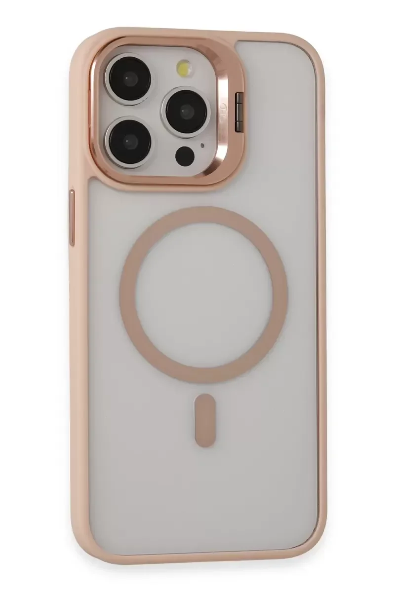 iPhone 15 Pro Max ile Uyumlu Roblox Lens Magsafe Standlı Kapak Kılıf - Pudra
