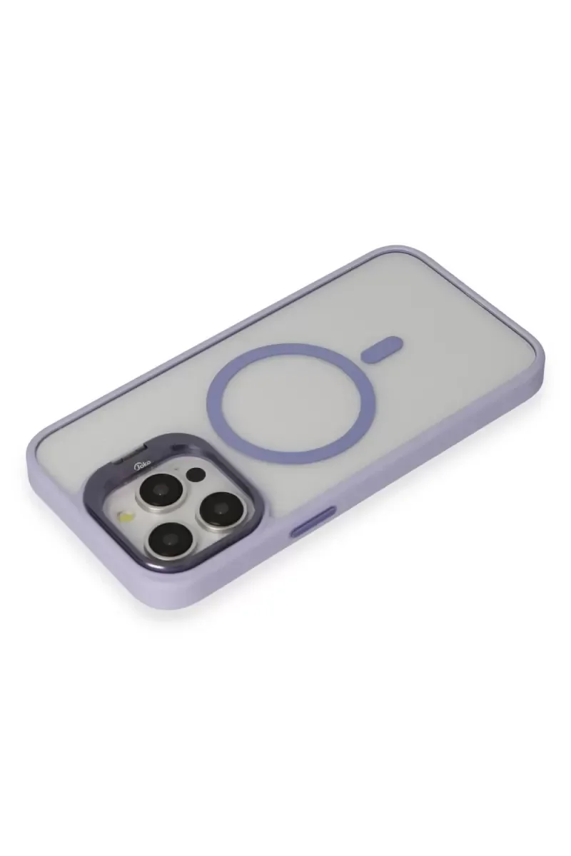 iPhone 15 Pro Max ile Uyumlu Roblox Lens Magsafe Standlı Kapak - Lila