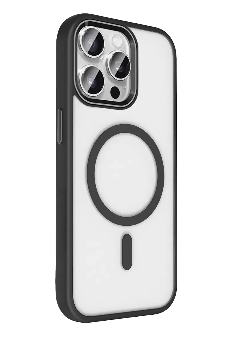 iPhone 15 Pro Max ile Uyumlu Magsafe Kapak - Siyah Tam Koruma