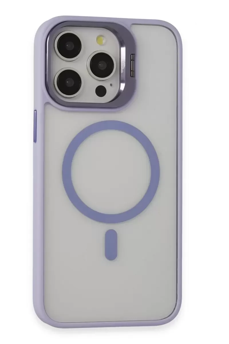 iPhone 15 Pro Max ile Uyumlu Roblox Lens Magsafe Standlı Kapak - Lila