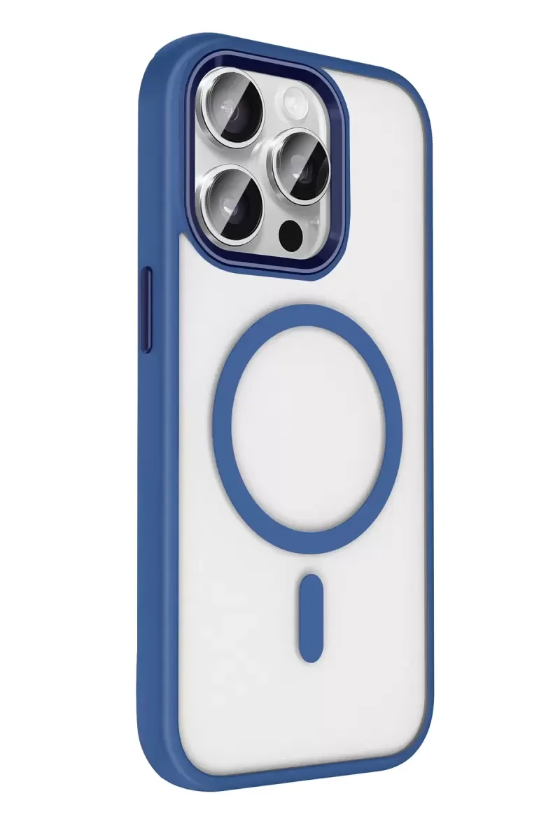 iPhone 15 Pro Max ile Uyumlu Magsafe Kılıf - Lacivert, 360° Askeri Sınıf Koruma