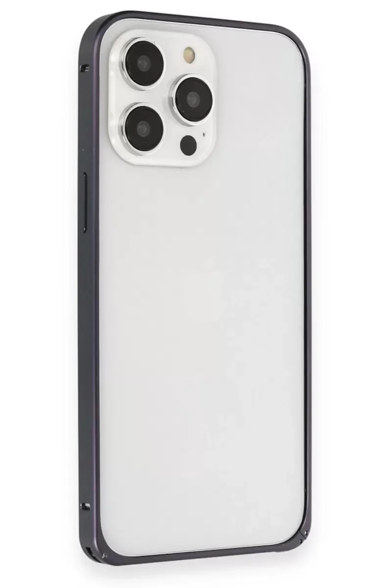 iPhone 15 Pro Max ile Uyumlu Metal Bumper Kılıf - Magsafe Destekli, Lacivert iPhone 15 Pro Max ile Uyumlu Metal Bumper Kılıf - Magsafe Destekli, Lacivert