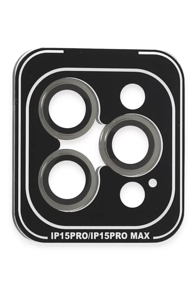 iPhone 15 Pro Max ile Uyumlu PVD Metal Kamera Lens - Gri 9H Sertlik