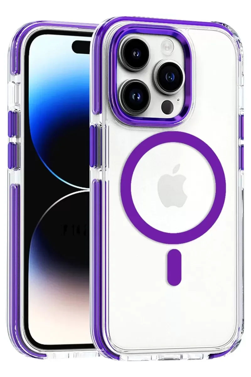 iPhone 15 Pro Max ile Uyumlu Bella Magsafe Kılıf - Derin Mor, Askeri Seviye Koruma