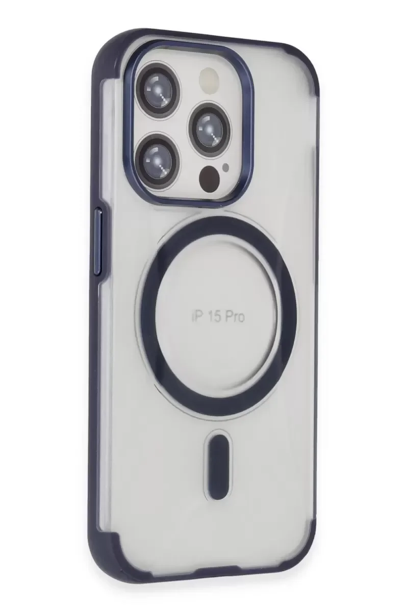 iPhone 15 Pro Max ile Uyumlu Magsafe Kapak - Lacivert