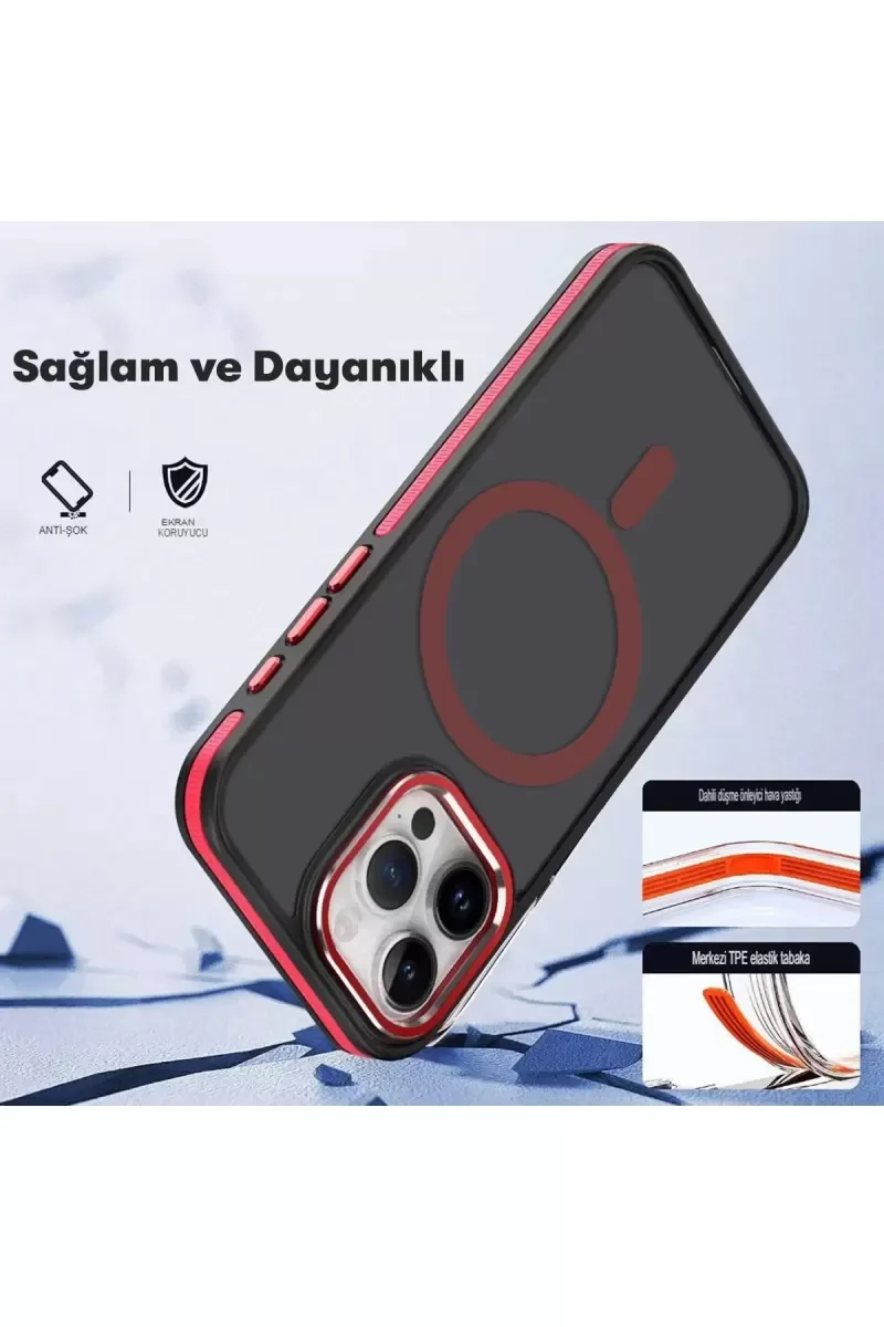 iPhone 15 Pro Max ile Uyumlu Winner Magsafe Kılıf - Lacivert Darbe Koruyucu Kapak