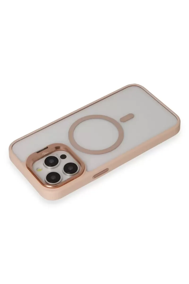 iPhone 15 Pro Max ile Uyumlu Roblox Lens Magsafe Standlı Kapak Kılıf - Pudra