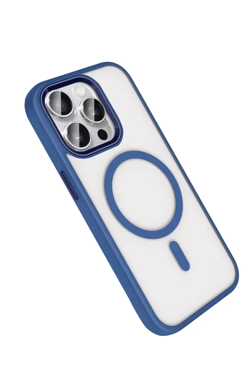 iPhone 15 Pro Max ile Uyumlu Magsafe Kılıf - Lacivert, 360° Askeri Sınıf Koruma