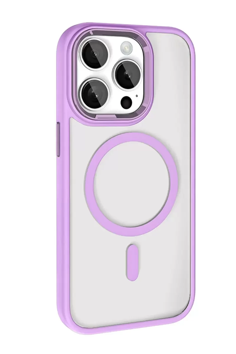 iPhone 15 Pro Max ile Uyumlu Magsafe Kılıf - Lila, 360° Askeri Sınıf Koruma