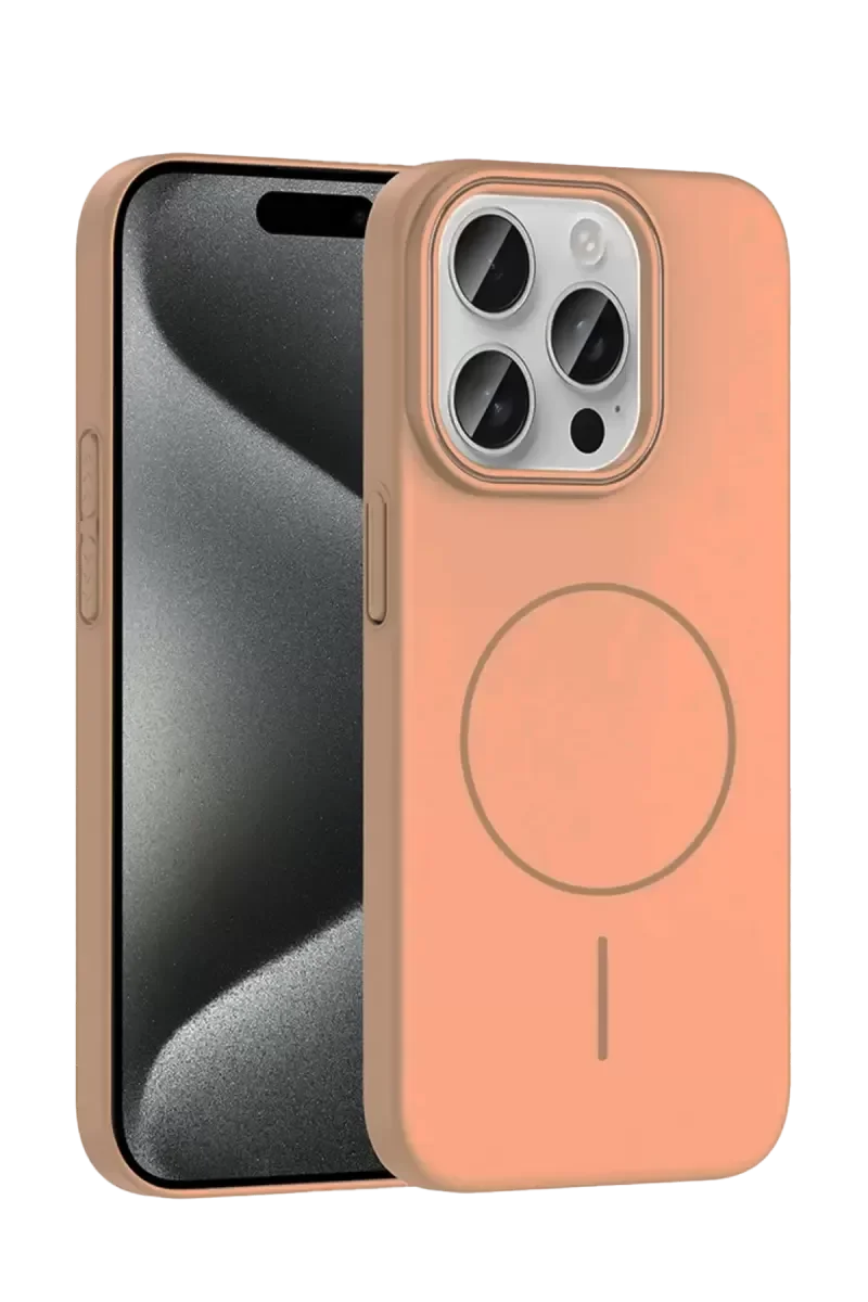 iPhone 15 Pro Max ile Uyumlu Broş Magsafe Kapak - Çöl Titanyum