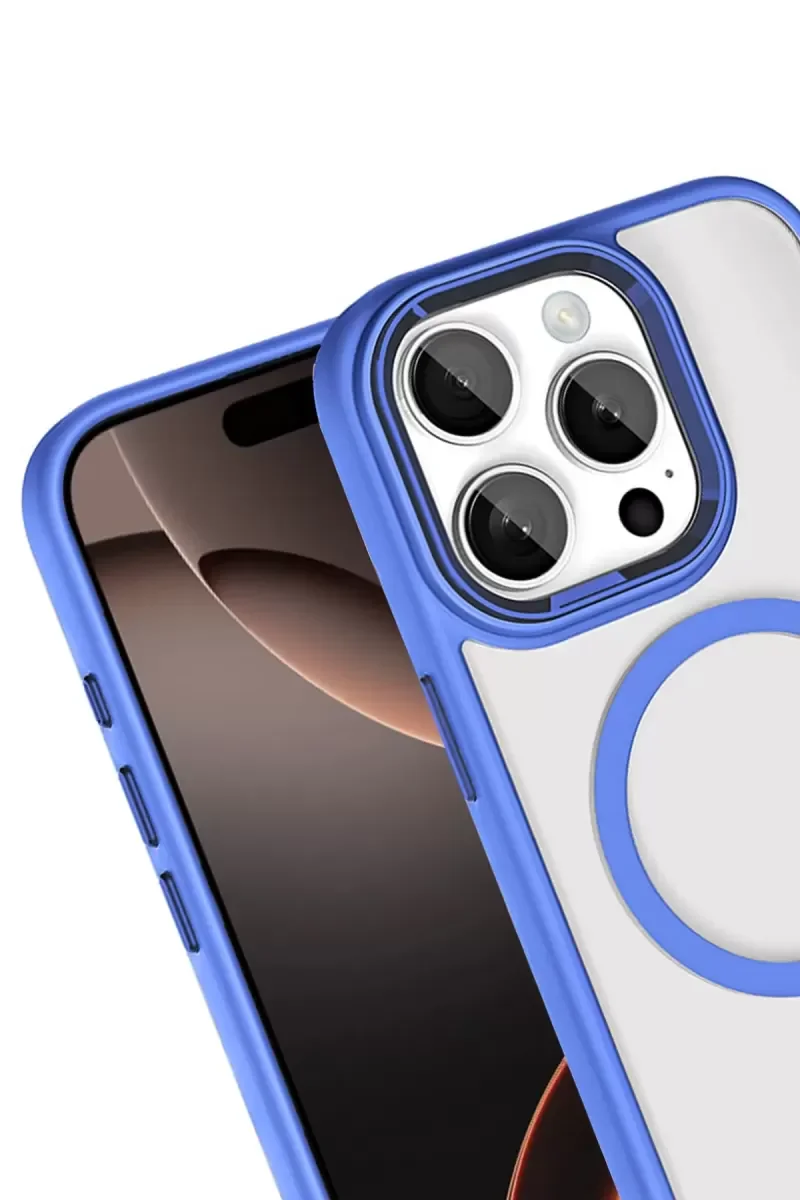 iPhone 15 Pro Max ile Uyumlu Magsafe Kapak - Mavi, Tam Koruma
